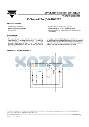 SI1413EDH datasheet - P-Channel 20-V (D-S) MOSFET