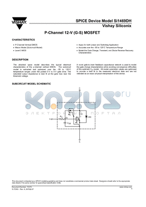 SI1469DH datasheet - P-Channel 12-V (G-S) MOSFET
