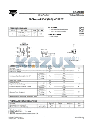 SI1470DH-T1-E3 datasheet - N-Channel 30-V (D-S) MOSFET
