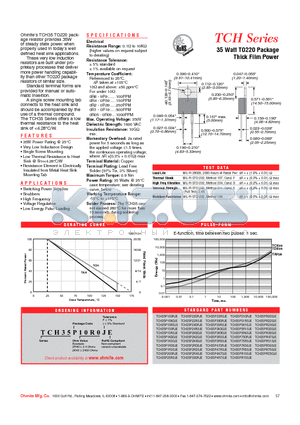 TCH35P100RJE datasheet - 35 Watt TO220 Package Thick Film Power