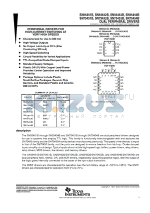 SN75452BPE4 datasheet - DUAL PERIPHERAL DRIVERS