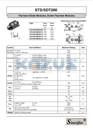 STD200GK14 datasheet - Thyristor-Diode Modules, Diode-Thyristor Modules