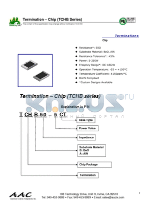 TCHB50-150CT datasheet - Termination - Chip