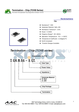 TCHB50-150CTA datasheet - Termination - Chip