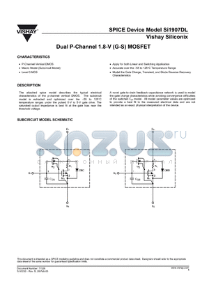 SI1907DL datasheet - Dual P-Channel 1.8-V (G-S) MOSFET
