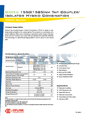 TCIHG1550D0 datasheet - 1550(1585)nm Tap Coupler/Isolator Hybrid Combination