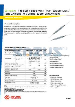 TCIHG1550S2 datasheet - 1550(1585)nm Tap Coupler/Isolator Hybrid Combination