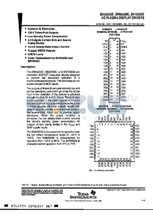 SN75500E datasheet - AC PLASMA DISPLAY DRIVERS