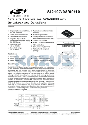 SI2107_06 datasheet - SATELLITE RECEIVER FOR DVB-S/DSS WITH QUICKLOCK AND QUICKSCAN