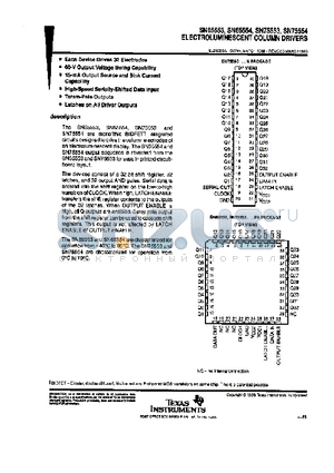 SN75553N datasheet - ELECTROLUMINESCENT COLUMIN DRIVERS