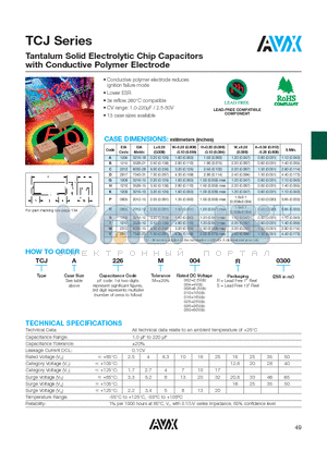 TCJB107M0020070 datasheet - Tantalum Solid Electrolytic Chip Capacitors with Conductive Polymer Electrode