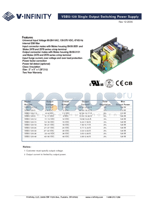 VSBU-120-36 datasheet - Single Output Switching Power Supply