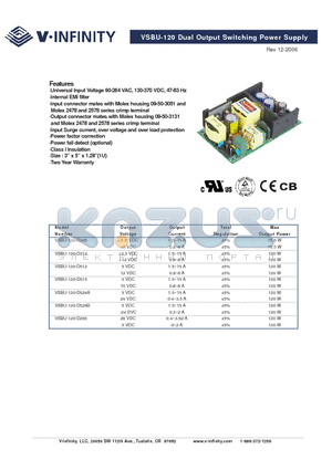 VSBU-120-D285 datasheet - Dual Output Switching Power Supply