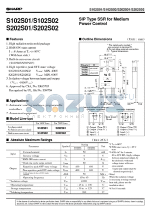 S202S02 datasheet - SIP Type SSR for Medium Power Control