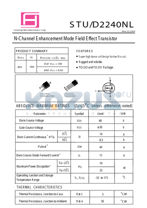 STD2240NL datasheet - N-Channel E nhancement Mode Field Effect Transistor