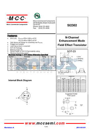 SI2302_11 datasheet - N-Channel Enhancement Mode Field Effect Transistor