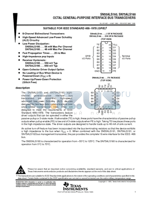 SN75ALS160 datasheet - OCTAL GENERAL-PURPOSE INTERFACE BUS TRANSCEIVERS