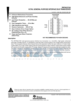 SN75ALS163 datasheet - OCTAL GENERAL-PURPOSE INTERFACE BUS TRANSCEIVER