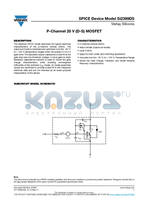 SI2399DS datasheet - P-Channel 20 V (D-S) MOSFET