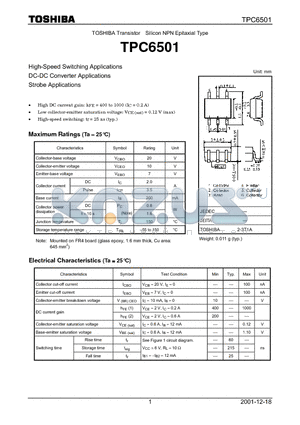 TPC6501 datasheet - Silicon NPN Epitaxial Type