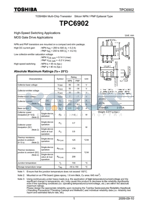 TPC6902 datasheet - Multi-Chip Transistor Silicon NPN / PNP Epitaxial Type