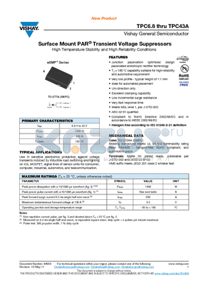 TPC7.5 datasheet - Surface Mount PAR Transient Voltage Suppressors