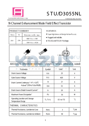 STD3055NL datasheet - N-Channel E nhancement Mode Field Effect Transistor