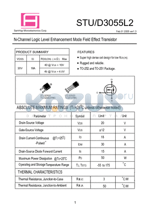 STD3055L2 datasheet - N-Channel Logic Level Enhancement Mode Field Effect Transistor
