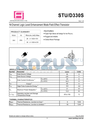 STD330S datasheet - N-Channel Logic Level Enhancement Mode Field Effect Transistor