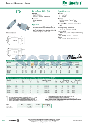 STD350 datasheet - This axial leaded strap product is designed to provide reliable, non-cycling protection for rechanrgeable batteries