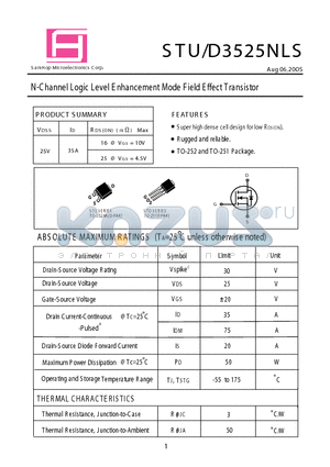 STD3525NLS datasheet - N-Channel Logic Level E nhancement Mode Field Effect Transistor