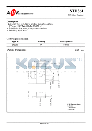 STD361 datasheet - NPN Silicon Transistor