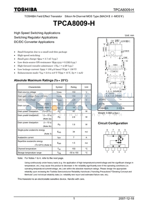 TPCA8009-H_07 datasheet - High Speed Switching Applications