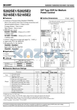 S216SE1 datasheet - SIP Type SSR for Medium Power Control