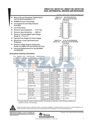 SN75C1168DBR datasheet - DUAL DIFFERENTIAL DRIVERS AND RECEIVERS