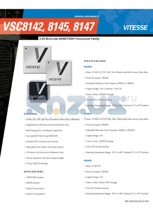 VSC8145 datasheet - 2.5G Multi-rate SONET/SDH Transceiver Family