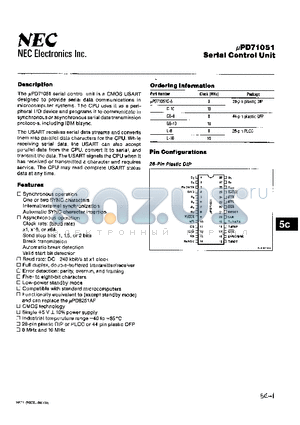 UPD71051 datasheet - UPD71051 Serial Control Unit