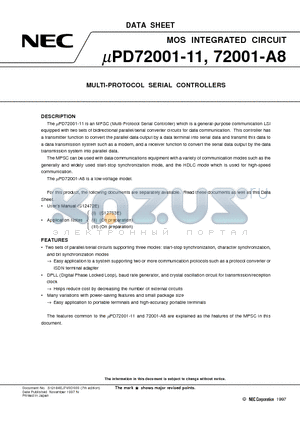 UPD72001GC-A8-3B6 datasheet - MULTI-PROTOCOL SERIAL CONTROLLERS