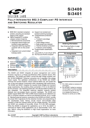 SI3400 datasheet - FULLY-INTEGRATED 802.3-COMPLIANT PD INTERFACE AND SWITCHING REGULATOR