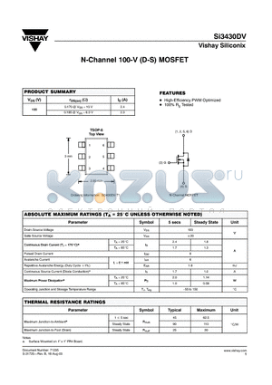 SI3430DV-T1 datasheet - N-Channel 100-V (D-S) MOSFET