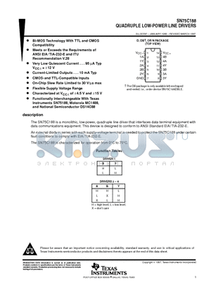 SN75C188DRE4 datasheet - QUADRUPLE LOW-POWER LINE DRIVERS