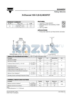 SI3440DV datasheet - N-Channel 150-V (D-S) MOSFET