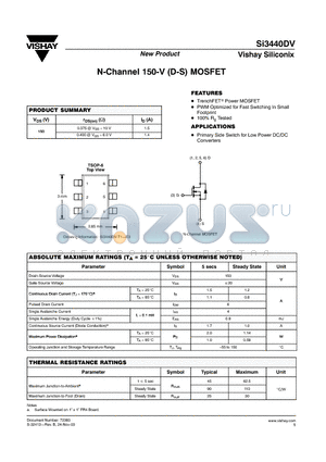 SI3440DV-T1-E3 datasheet - N-Channel 150-V (D-S) MOSFET