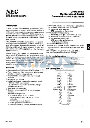 UPD7201A datasheet - Multiprotocol, Serial Communications Controller