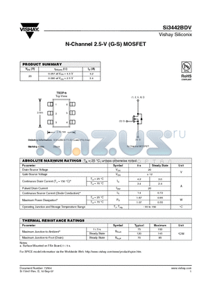 SI3442BDV datasheet - N-Channel 2.5-V (G-S) MOSFET