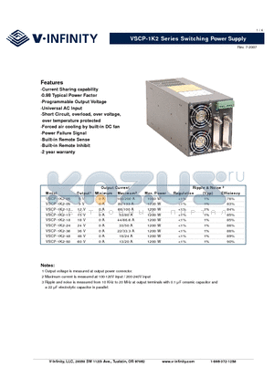 VSCP-1K2-48 datasheet - Switching Power Supply