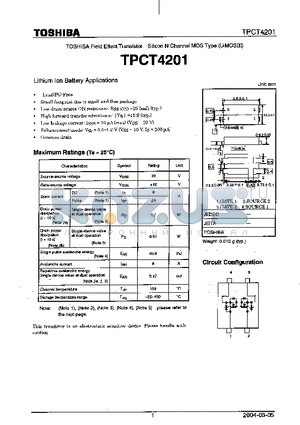 TPCT4201 datasheet - LITHIUM ION BATTERY APPLICATIONS