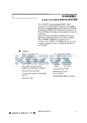 S24H30 datasheet - 8-word x 8-bit serial NON - VOLATILE RAM