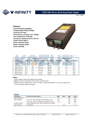 VSCP-800 datasheet - Switching Power Supply