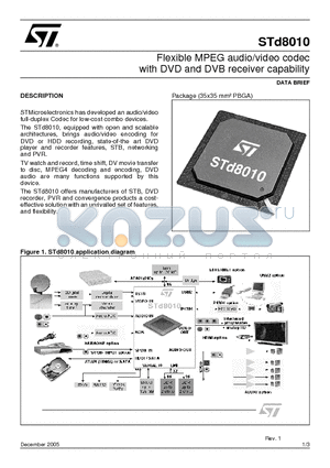 STD8010 datasheet - Flexible MPEG audio/video codec with DVD and DVB receiver capability